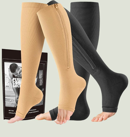Chaussettes de compression à fermeture éclair
