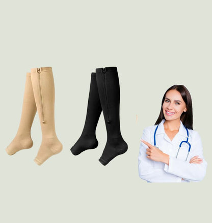 Chaussettes de compression à fermeture éclair