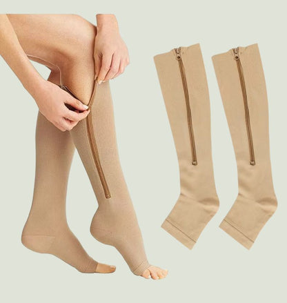 Chaussettes de compression à fermeture éclair