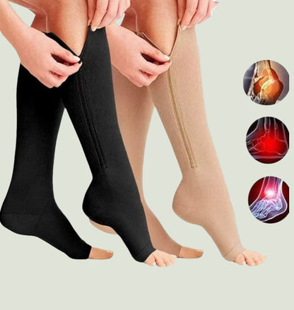 Chaussettes médicales de compression à fermeture éclair. UNISEXE